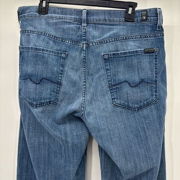 7 For All Mankind Relaxed Zip Fly Straight Leg Size 34 Blue Jeans Mens - Picture 7 of 12